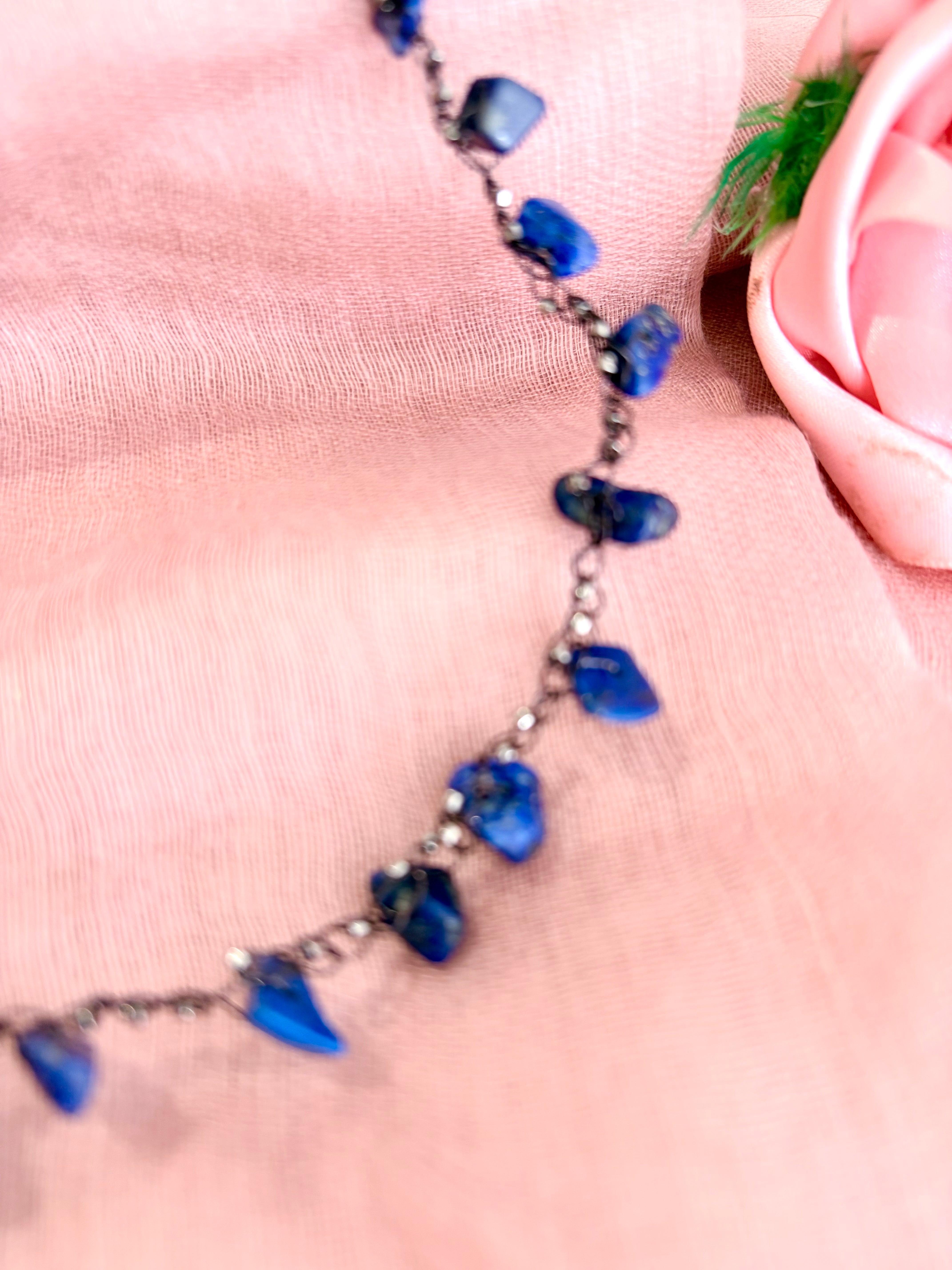 “Starry Night” Lapis Lazuli Crochet Choker
