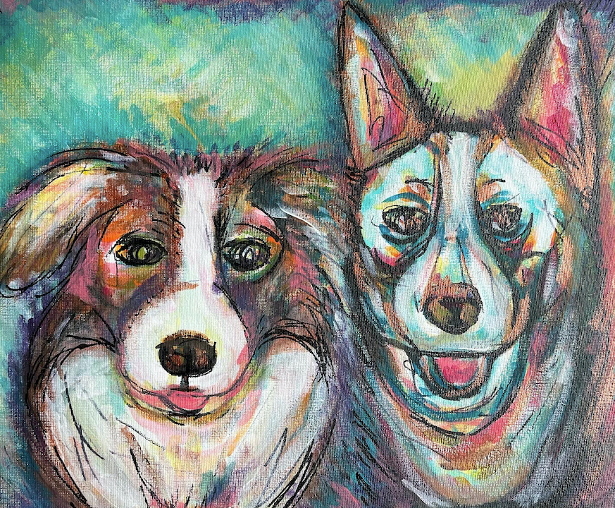 Gifts under $120 - 16x12" Pet portrait commissions - fit 2 pets