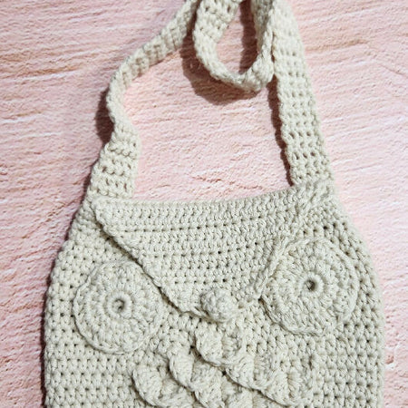 Crochet handbag Kids (creme owl - 15cm(W)x34cm(H) )