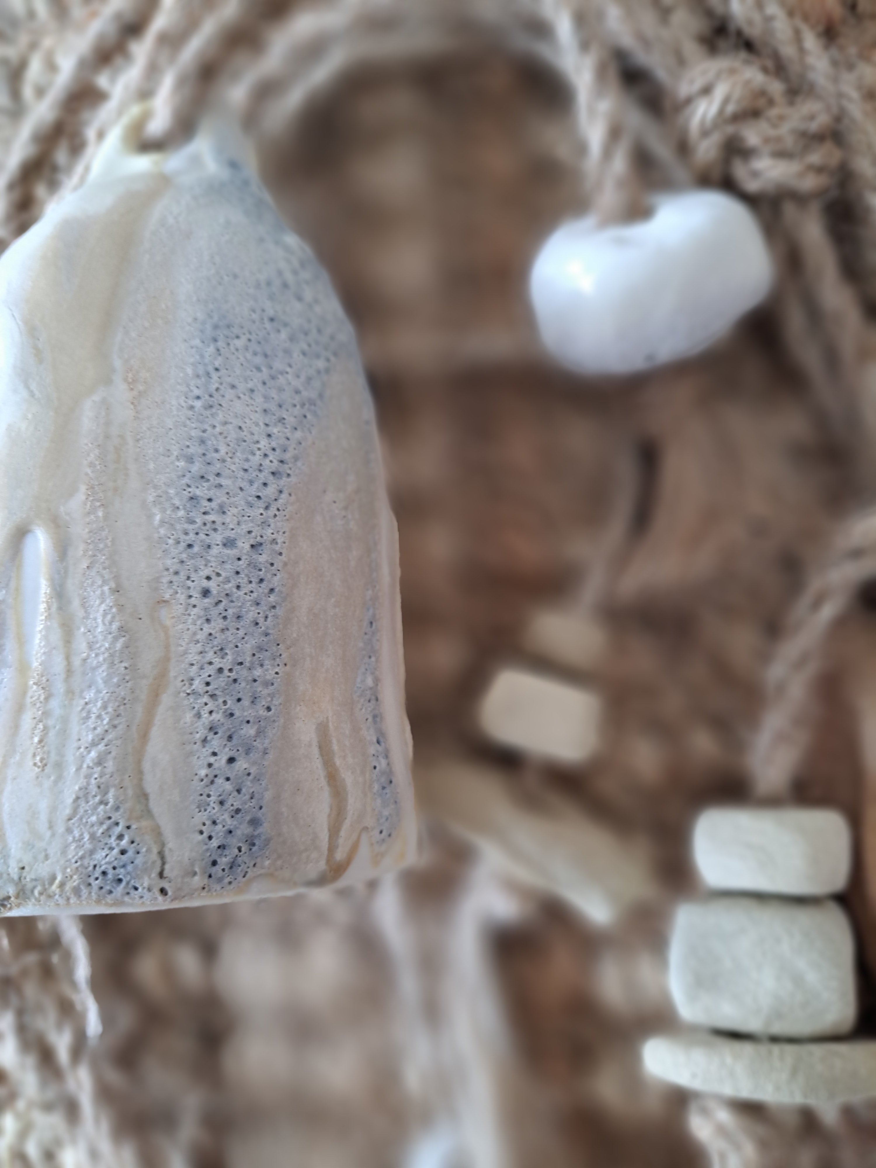 Contemporary Coastal Hanging Wall Art  - Ceramic Bells, Chimes, Beads