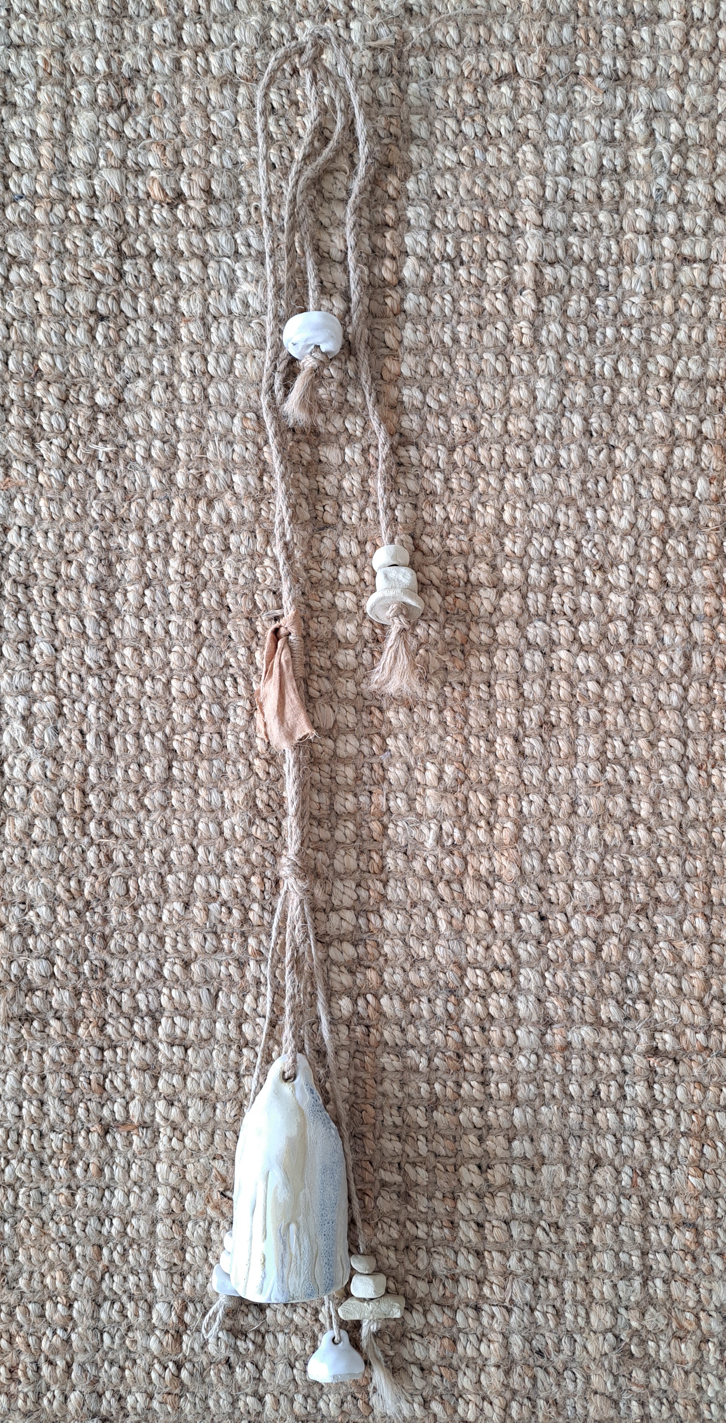 Contemporary Coastal Hanging Wall Art  - Ceramic Bells, Chimes, Beads