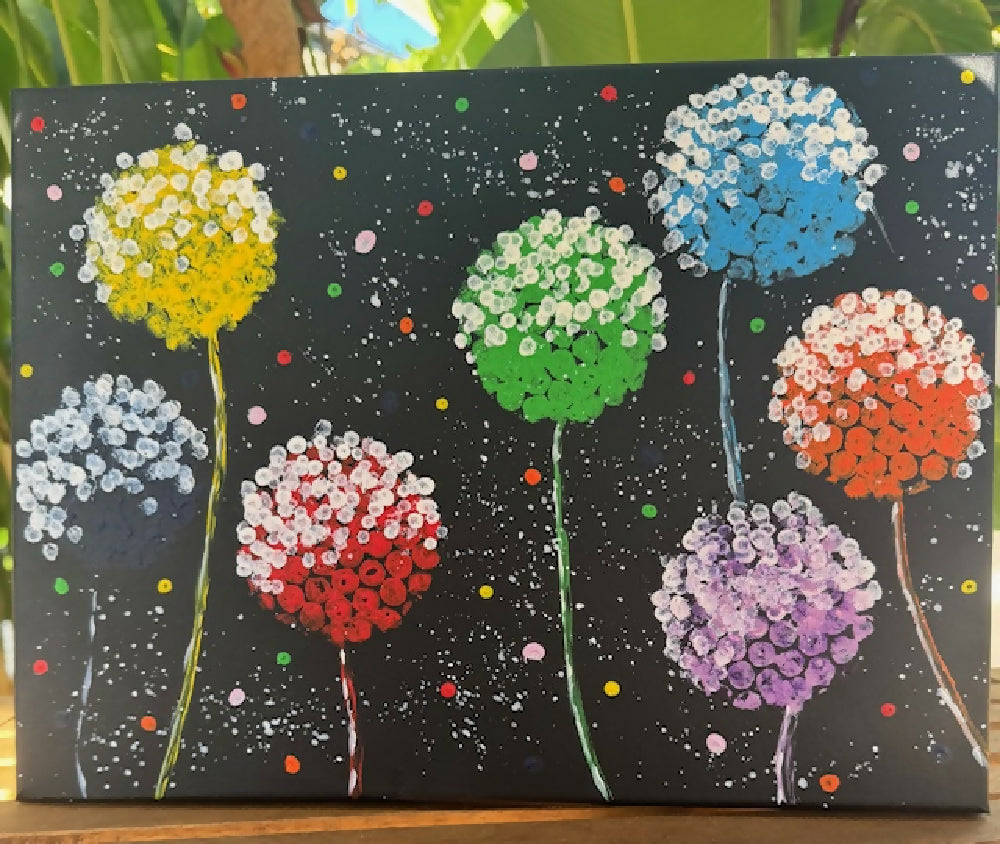 Acrylic puffball flowers