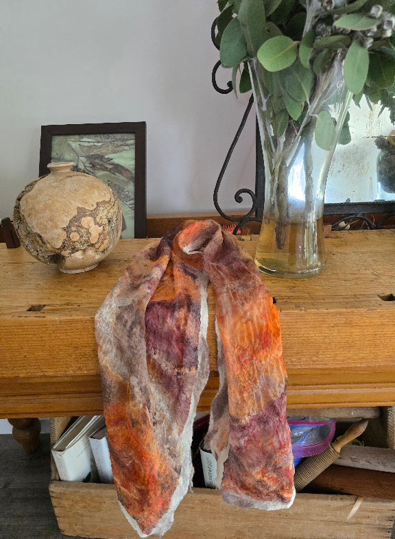 Nuno Felted Wool & Silk Scarf – Earth & Stone Inspired
