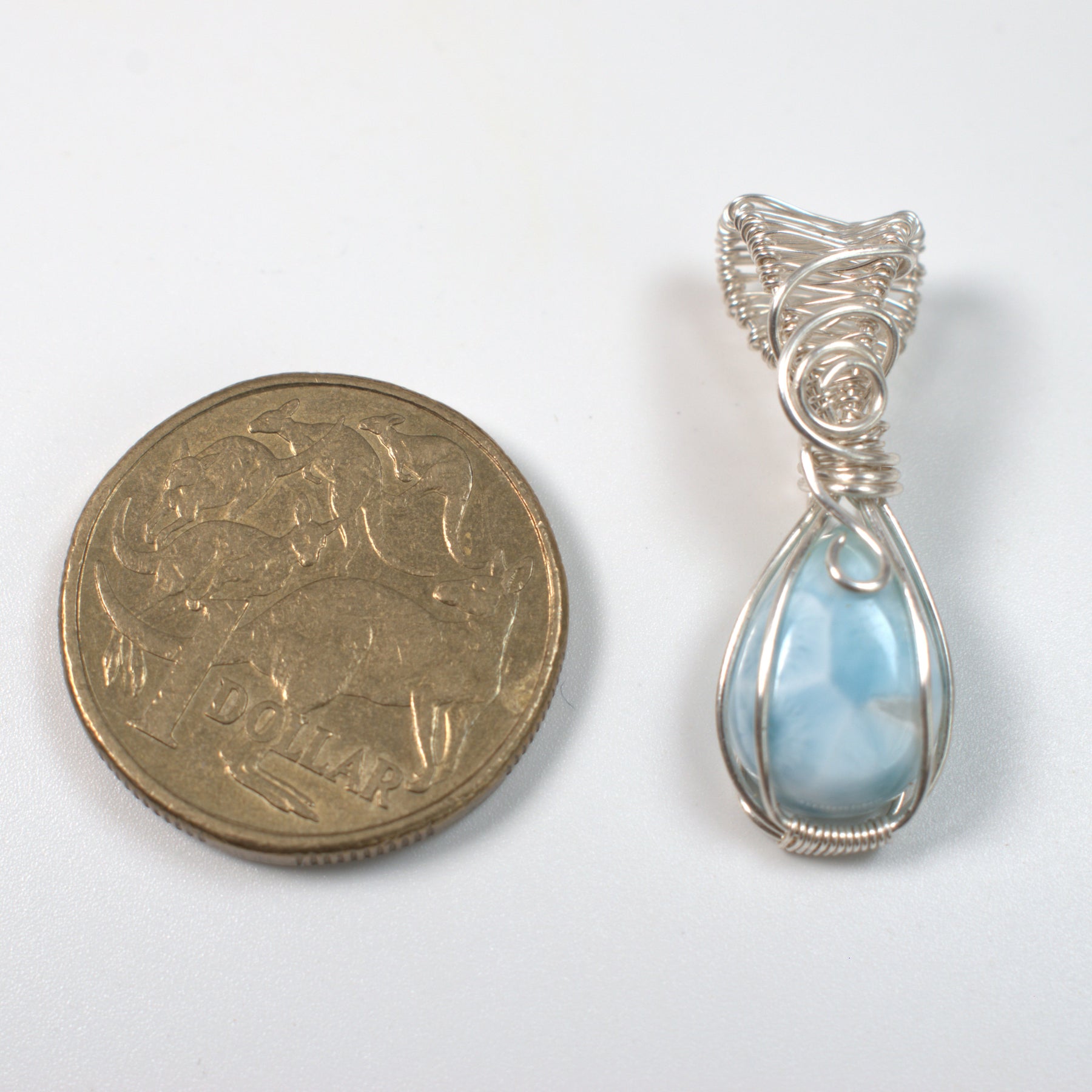 Wire Wrapped Larimar Keepsake Pendant