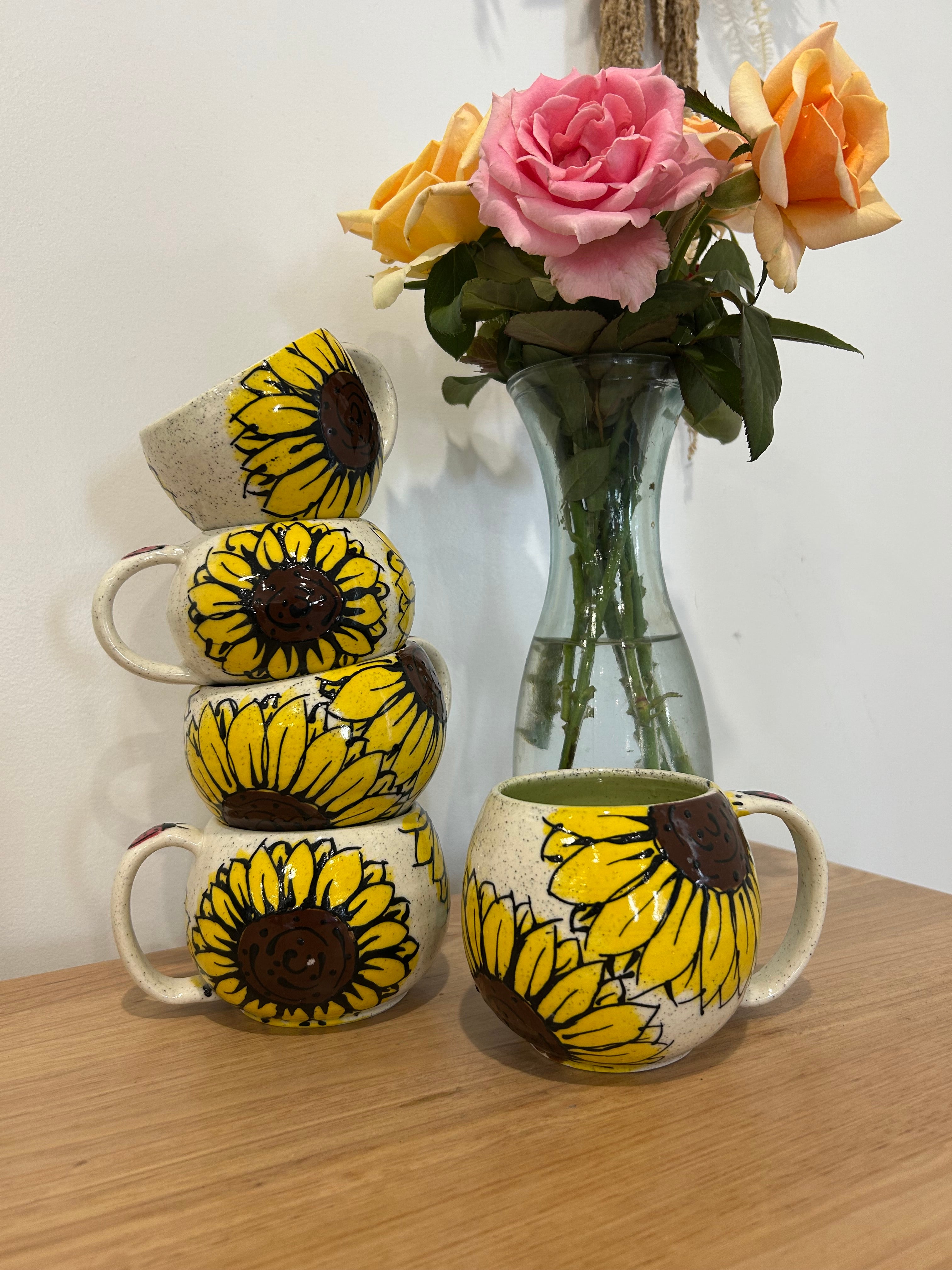 Handmade Sunflower Mugs