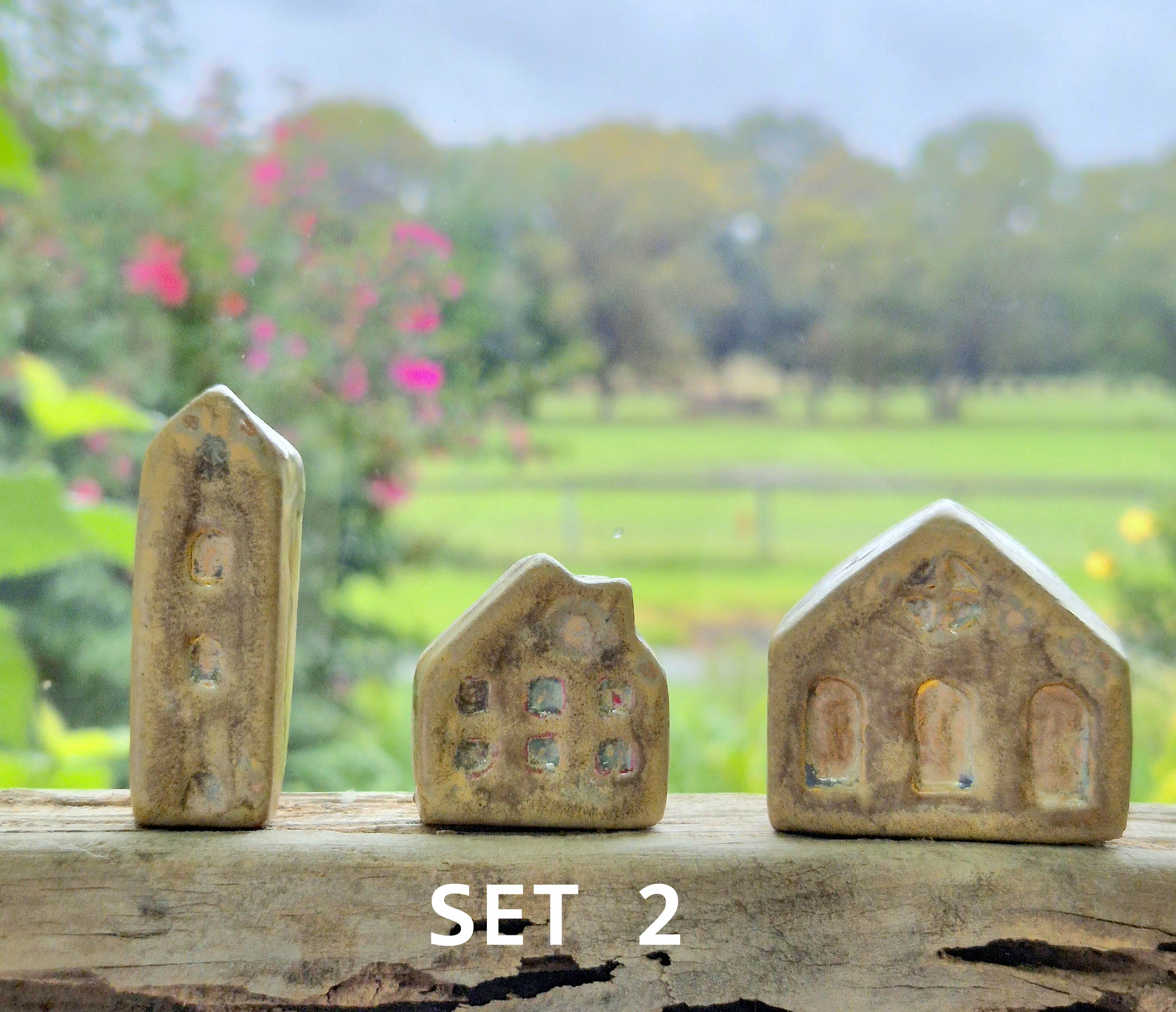 Handmade Ceramic Miniature Houses - Set of Three - Mothers Day Gift