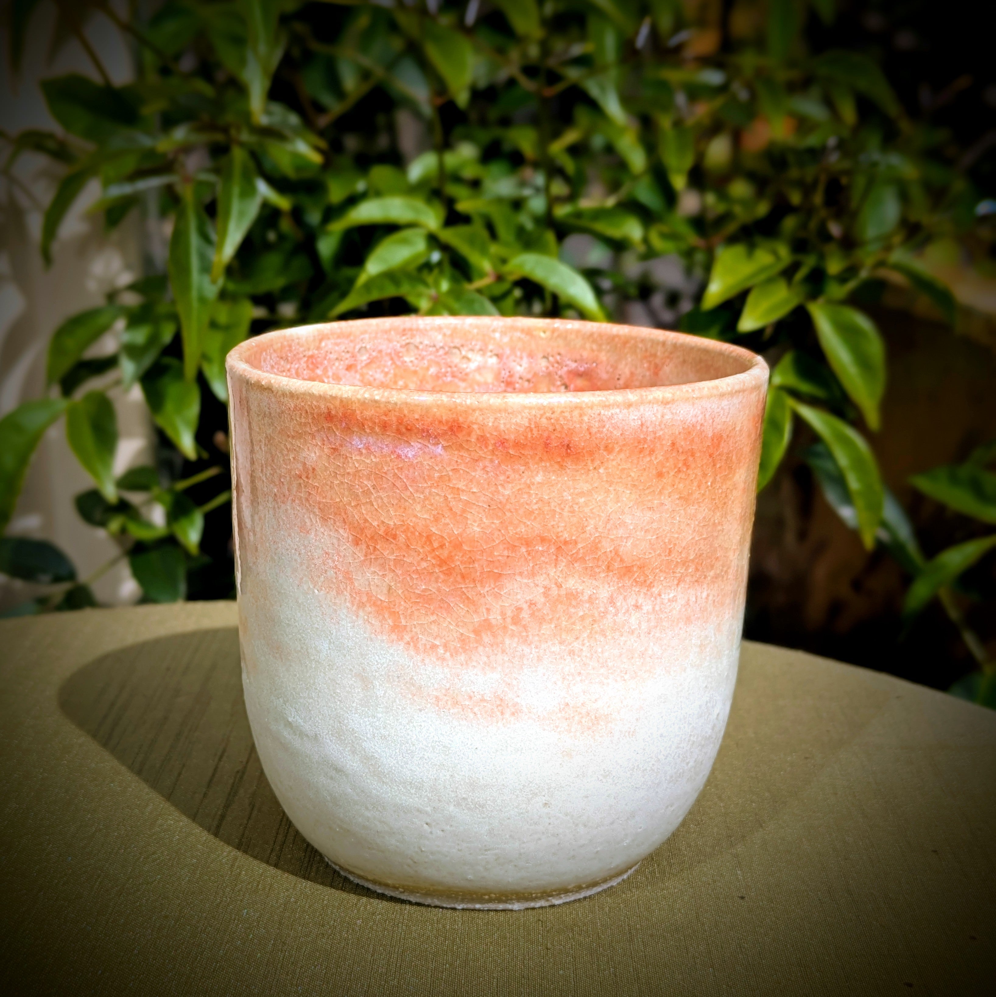Amber and white cup