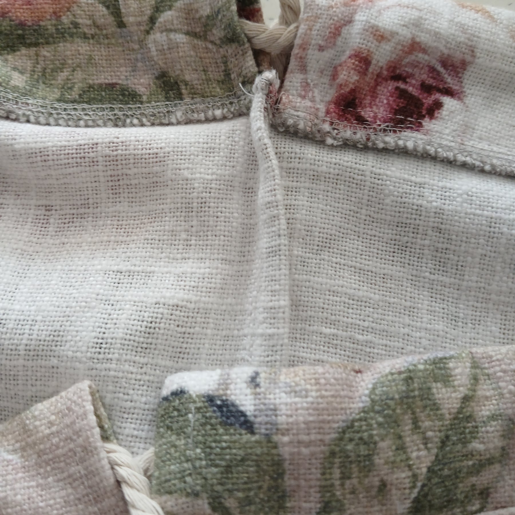 Reusable Linen Bread Bag - English Rose Print