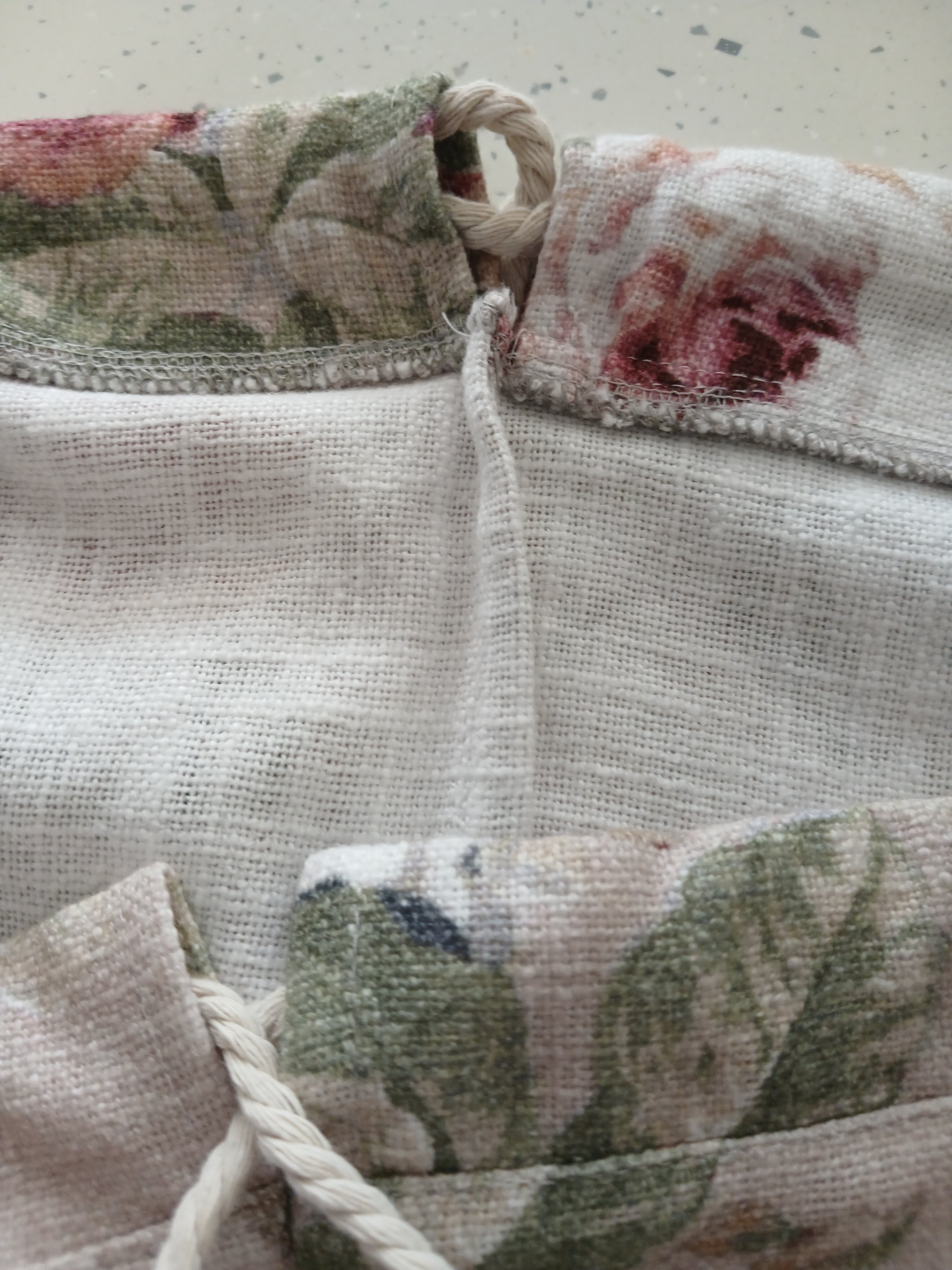 Reusable Linen Bread Bag - English Rose Print