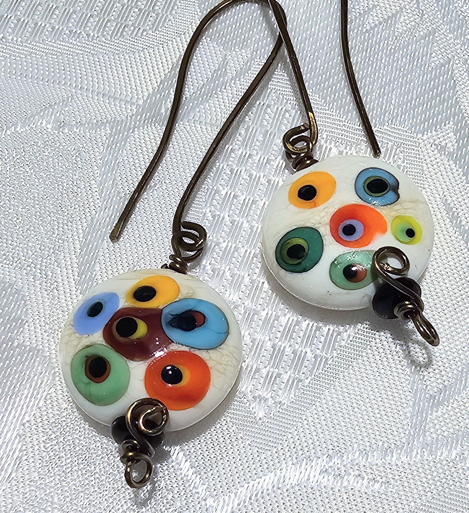 Spotty Lampwork Disk Earrings - Original
