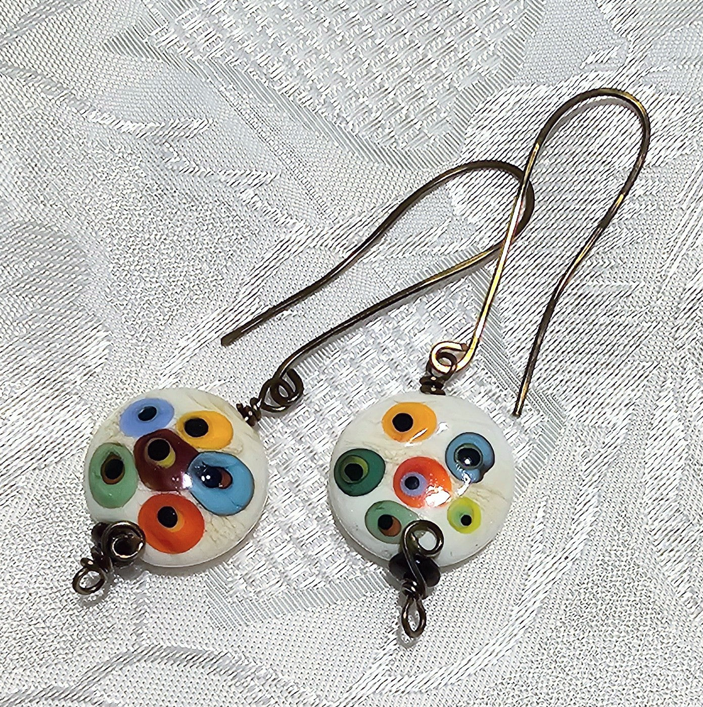 Spotty Lampwork Disk Earrings - Original