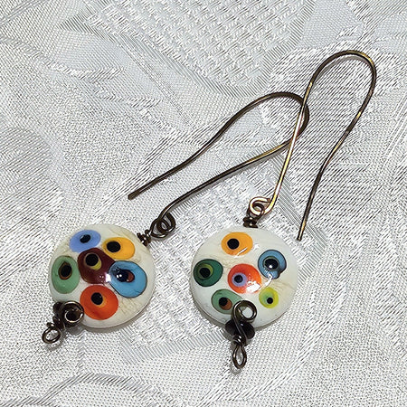 Spotty Lampwork Disk Earrings - Original