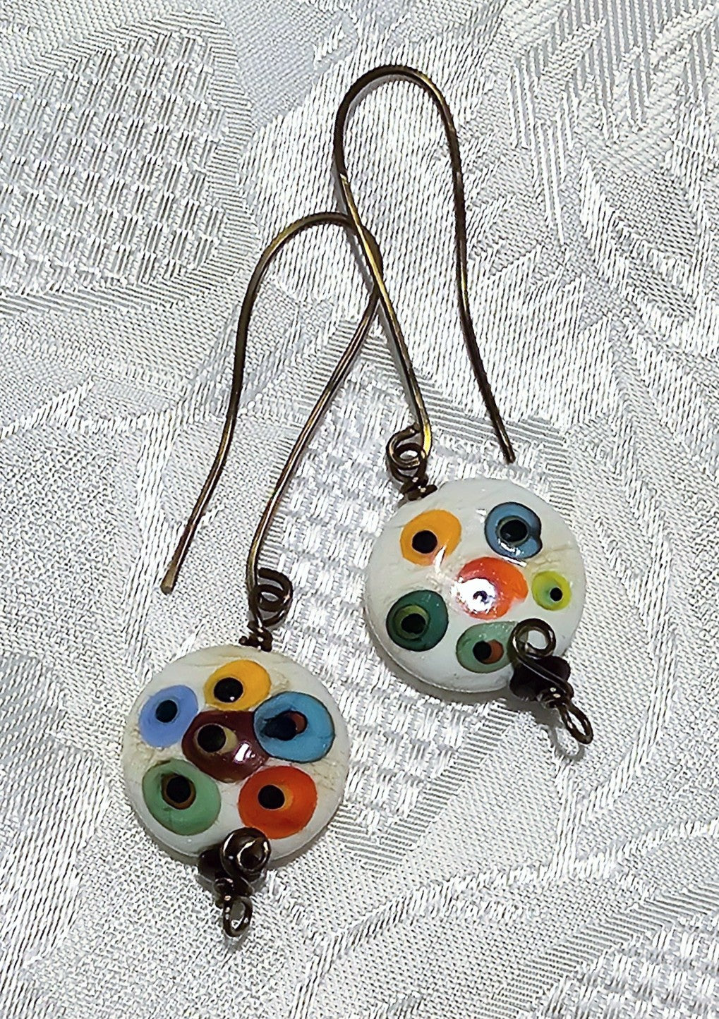 Spotty Lampwork Disk Earrings - Original
