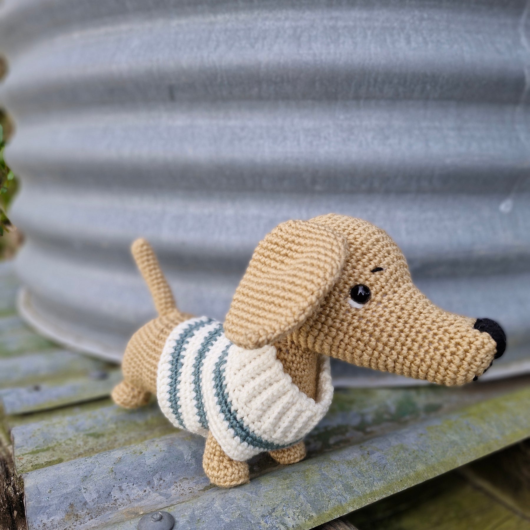 Super cute Hand crochet Light Dachshund Dog (Sausage Dog)