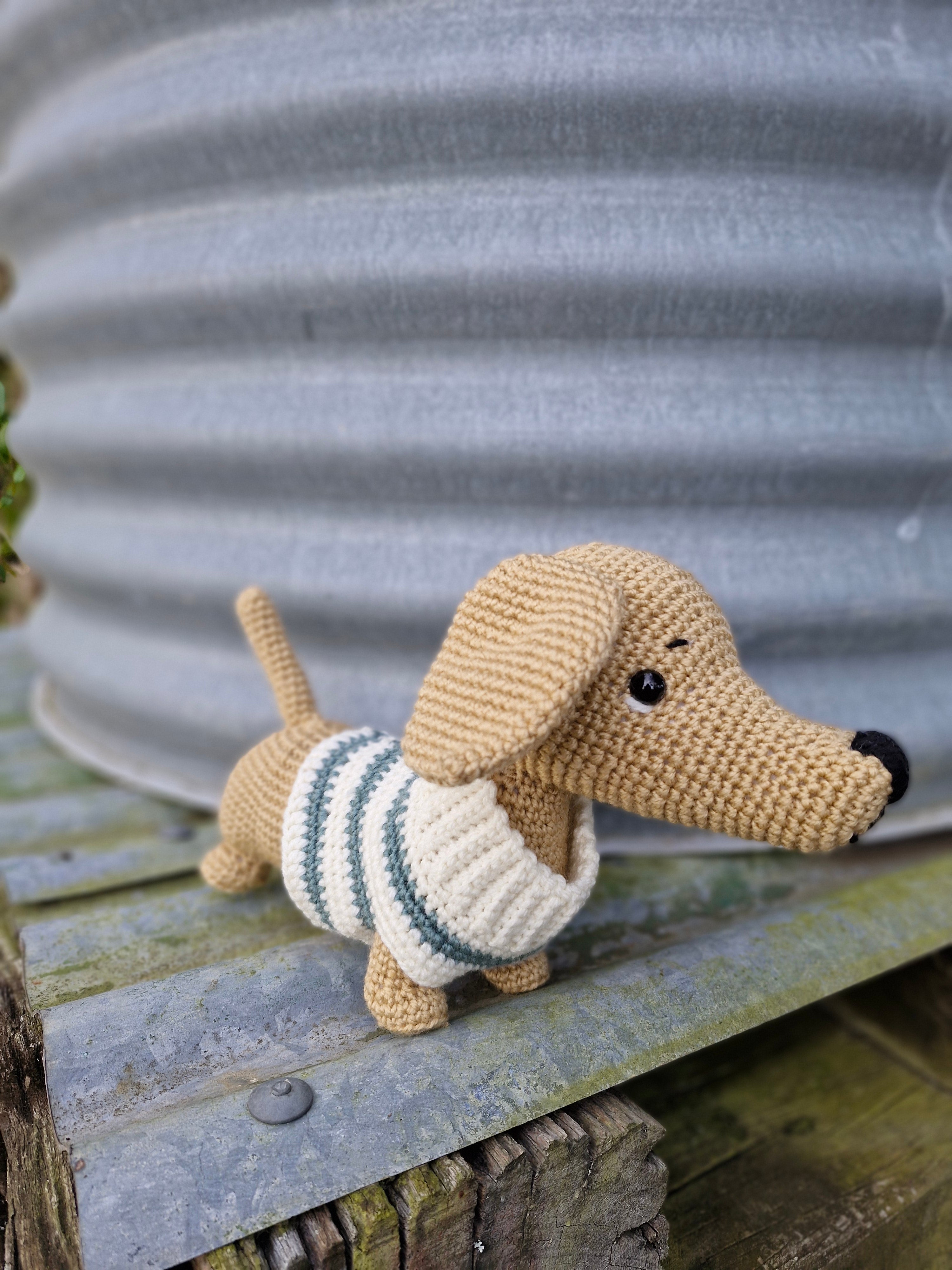 Super cute Hand crochet Light Dachshund Dog (Sausage Dog)