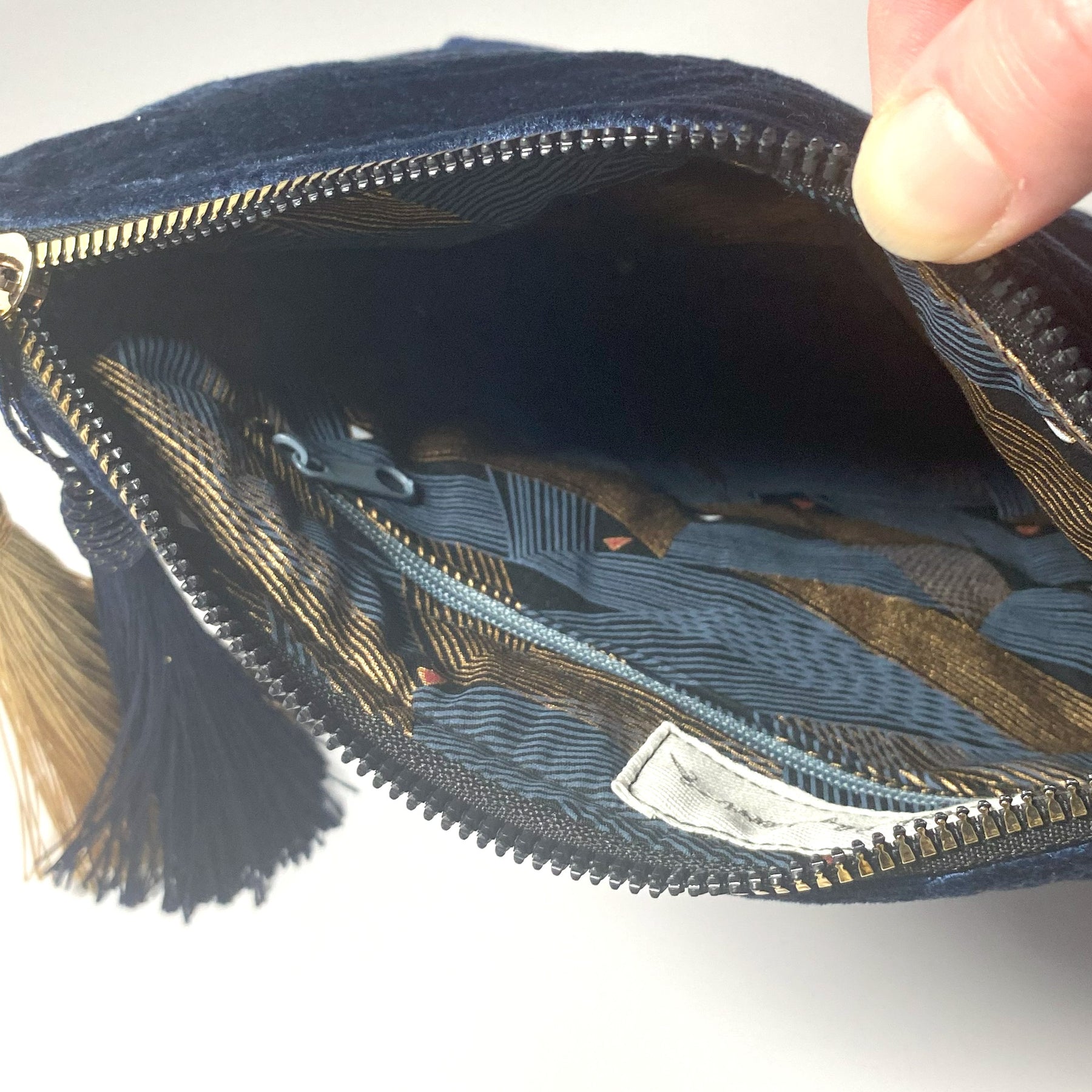 Velvet clutch purse - navy blue