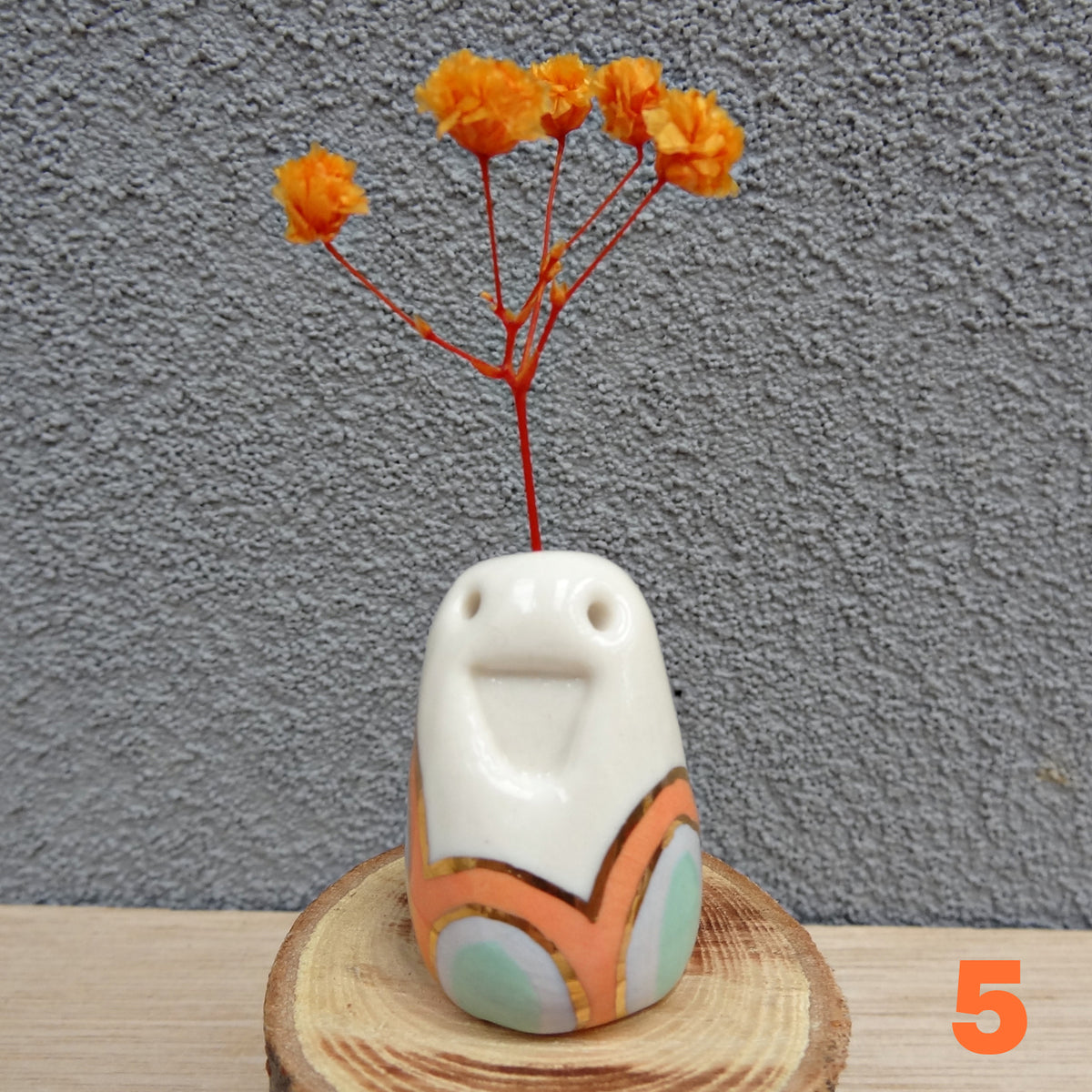 Flower Pebble Pets - Cute ceramic desk buddy - Mini pottery collectable