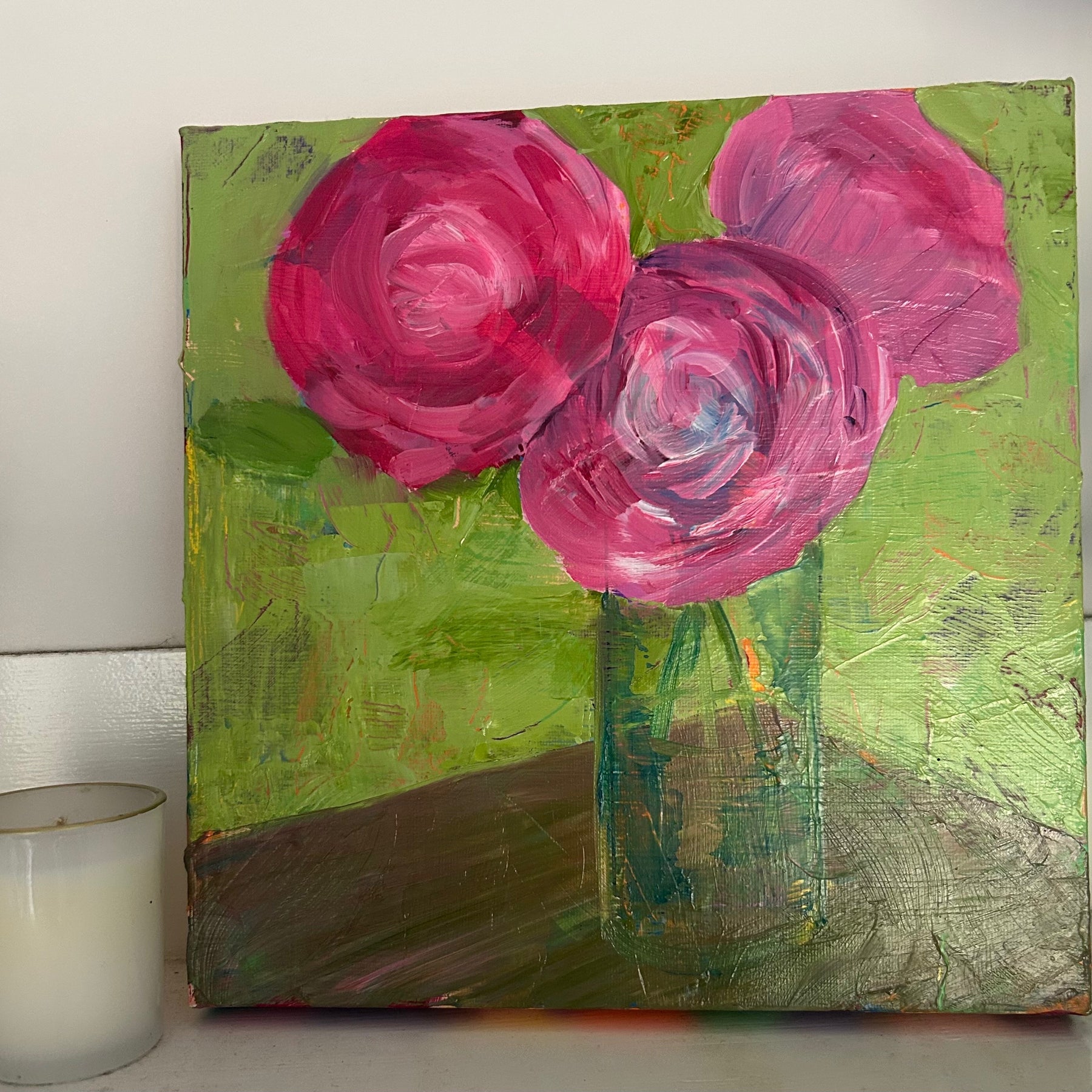 Wall Art Pink Abstract Flowers