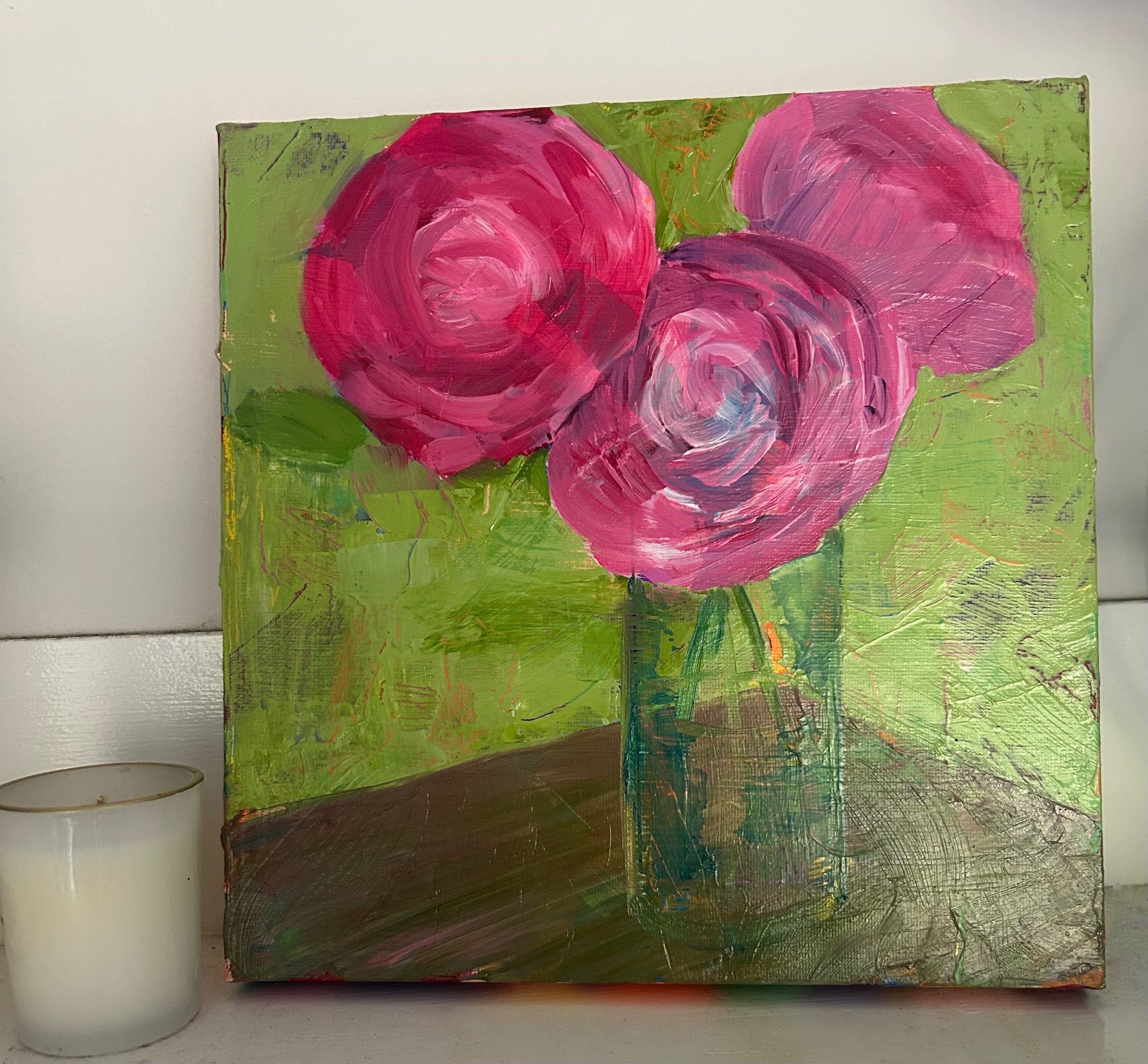 Wall Art Pink Abstract Flowers