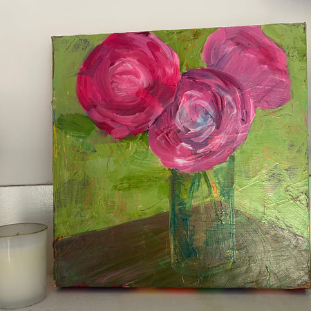 Wall Art Pink Abstract Flowers