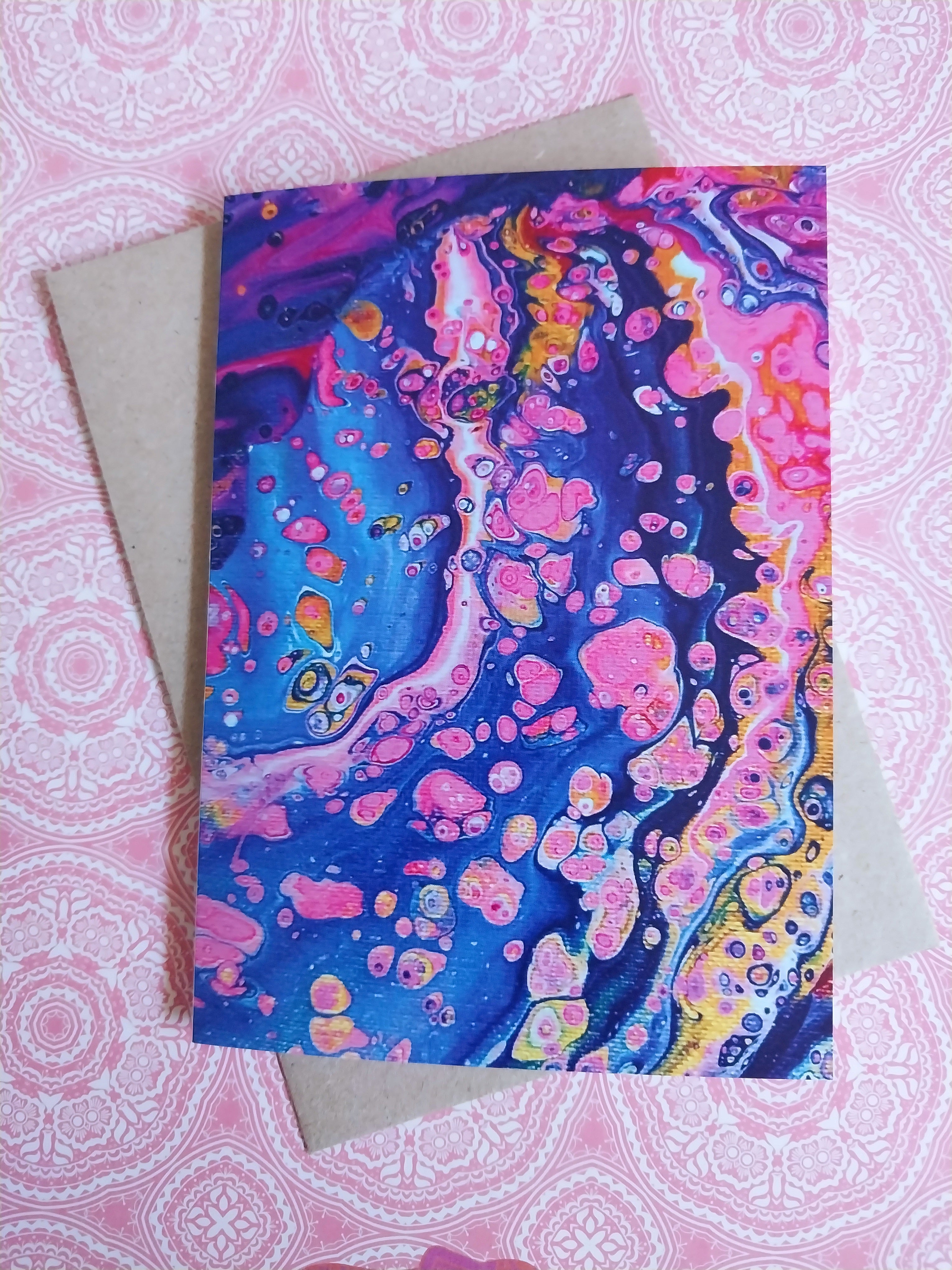 Pink Jellyfish Blank Greeting Card