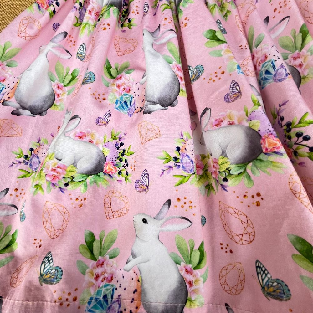 Handmade Pinafore Dress | Bunnies | Pink | Size 3