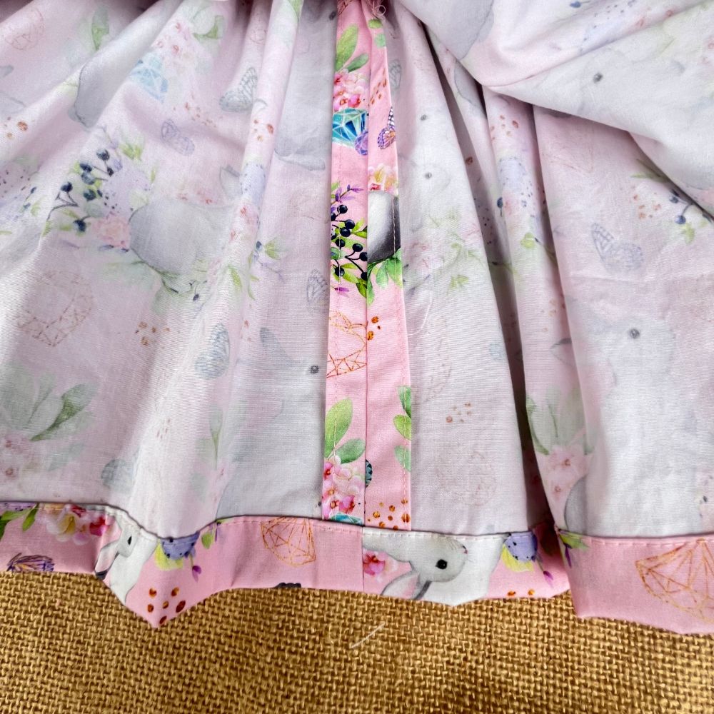 Handmade Pinafore Dress | Bunnies | Pink | Size 3