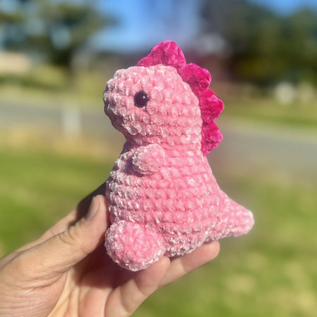 Dinosaur Small Chubby Crochet Toy Pink