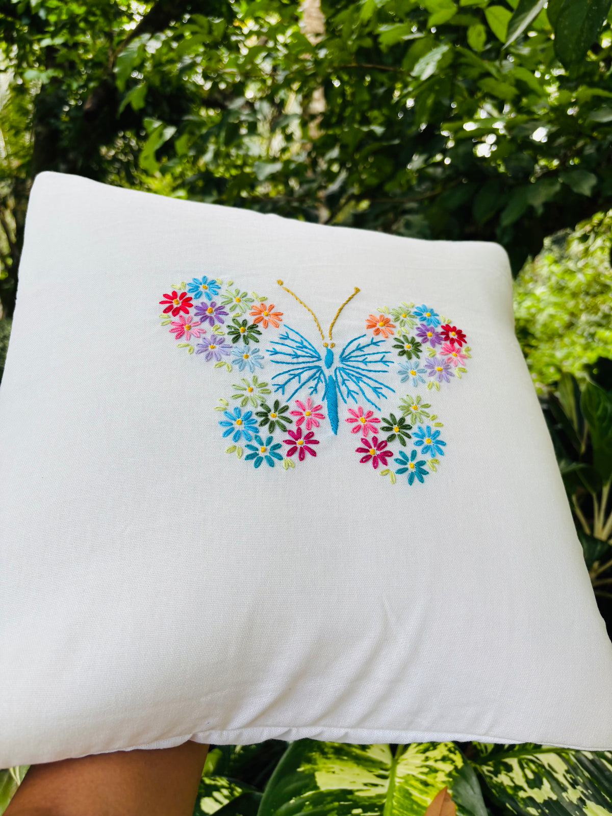 Butterfly Embroidered Vivid Color Cushion/Pillow Cover
