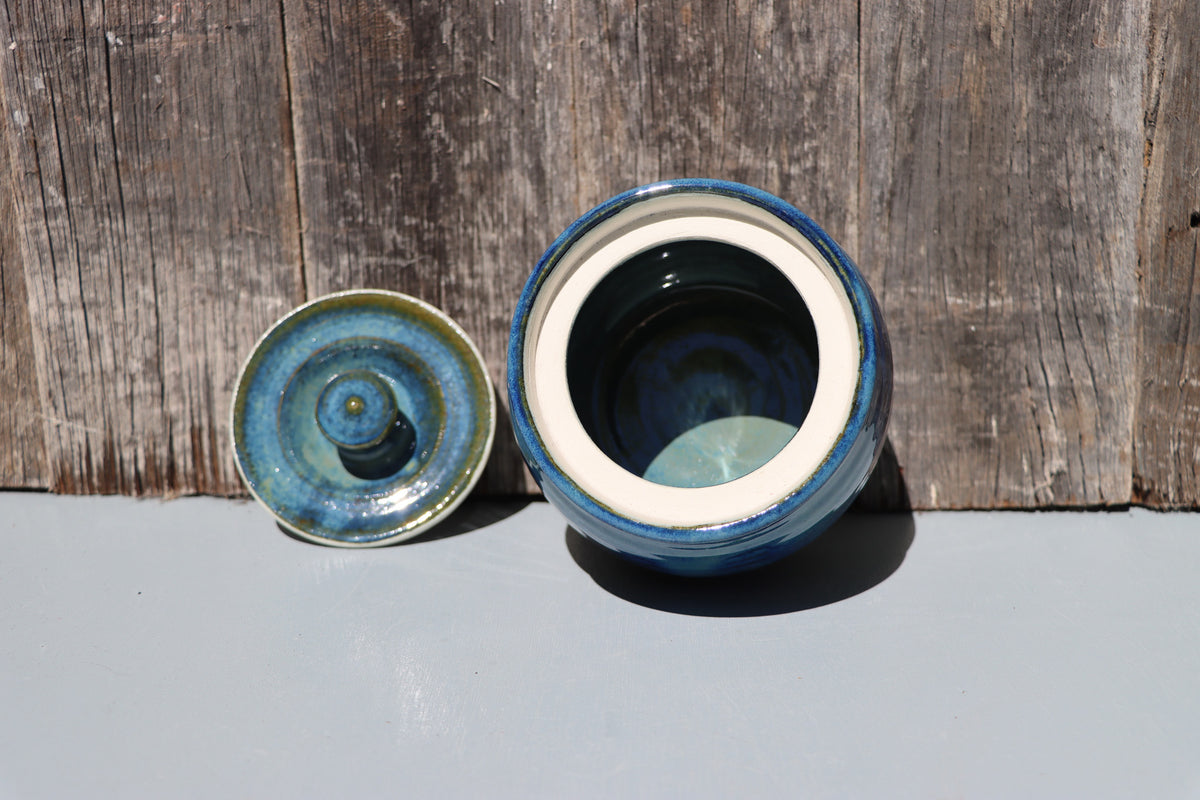 Blue lidded jars - Hand Made Thrown High Fired Stoneware