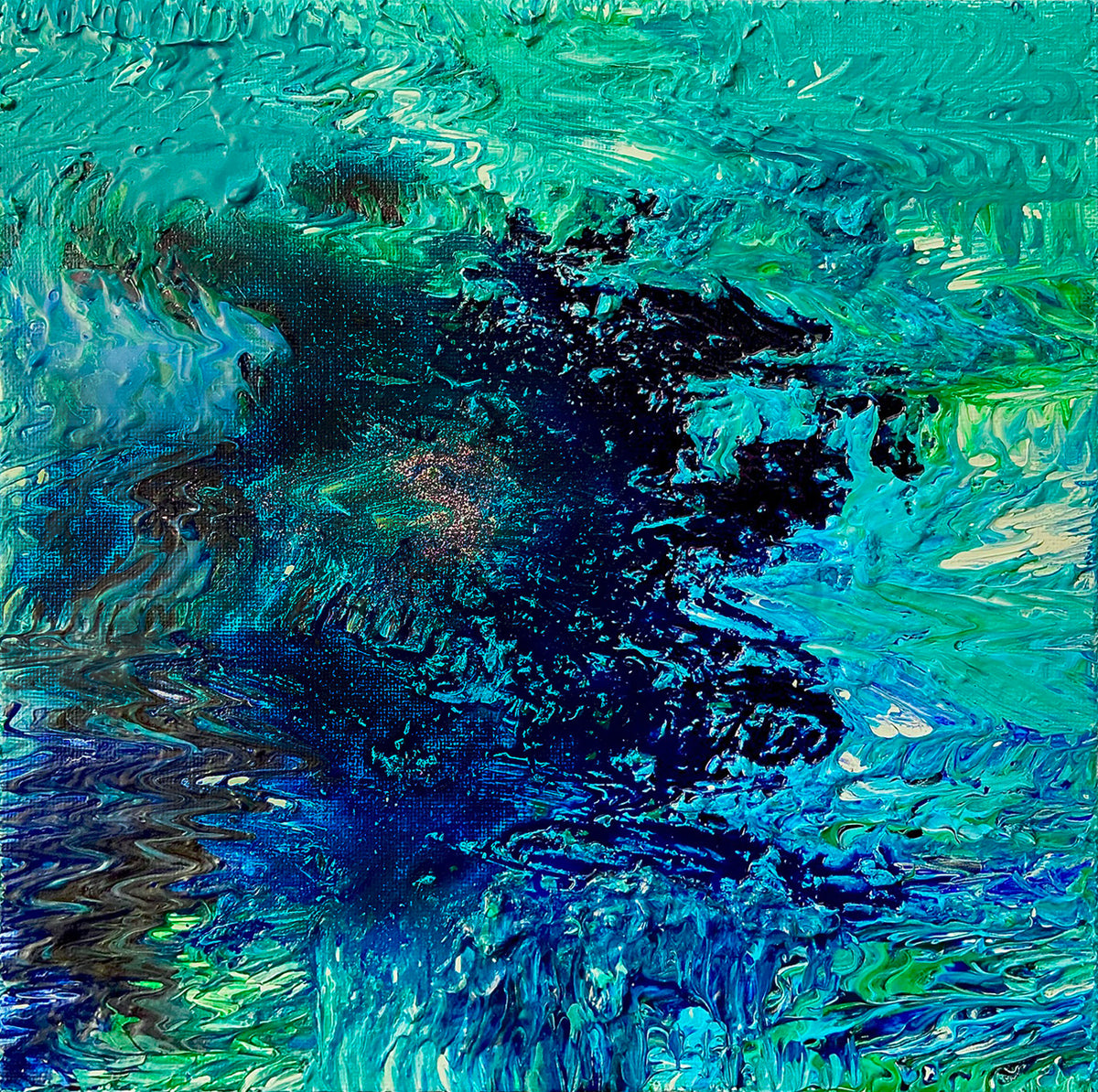 Island Reef ORIGINAL CANVAS PAINTING 25.4x25.4x3.5cm  by Margo Humphries