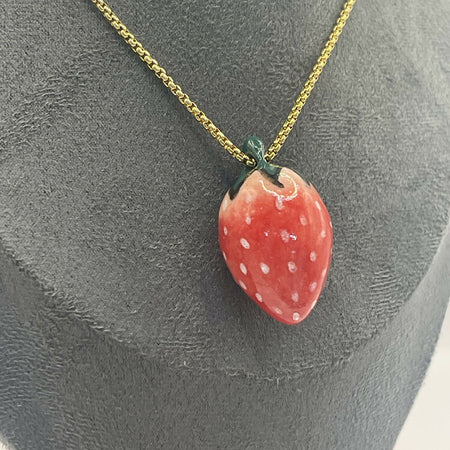 Porcelain Strawberry pendant handmade