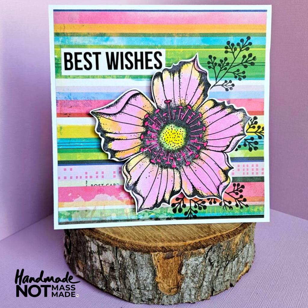 "Best wishes", pretty floral, blank birthday card