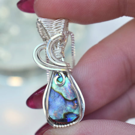 Handmade Wire-wrapped Abalone Doublet Necklace - Mother's Day Mini Pendant
