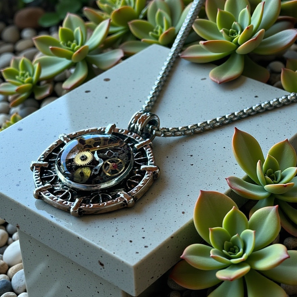 Steampunk watch parts Nordic Mens necklace