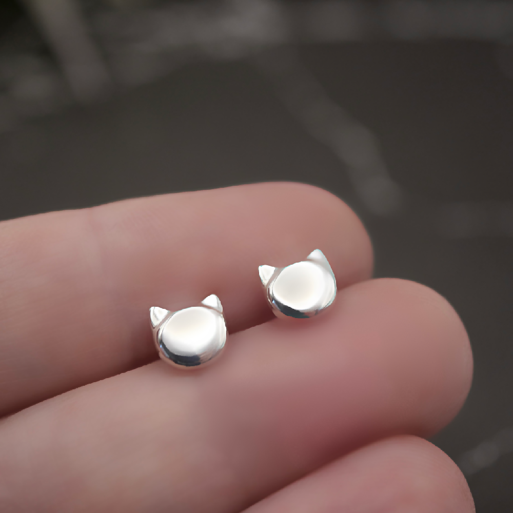 kitty studs sterling silver hand sml