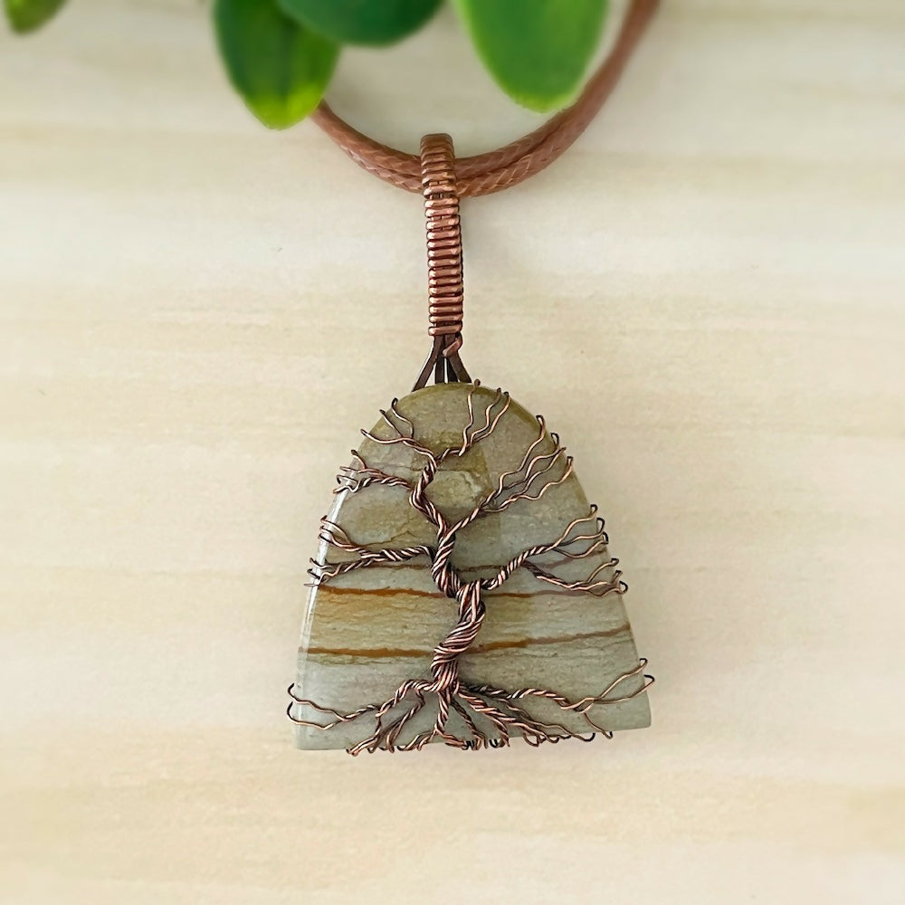 Australian-artist-handmade-jewellery-wire-wrapped-tree-pendant-arched-polychrome