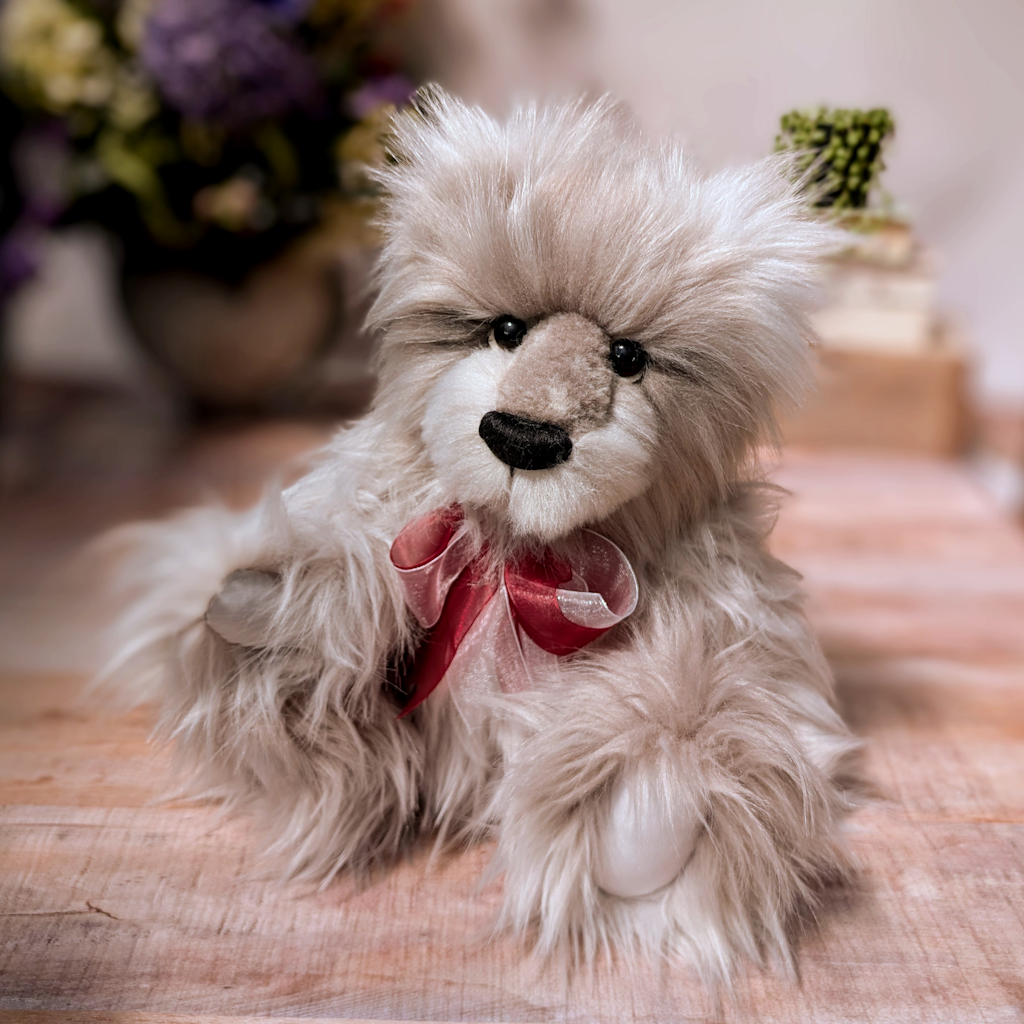 Handmade One-of-a-Kind Bear: Grey & White Collectible Bear