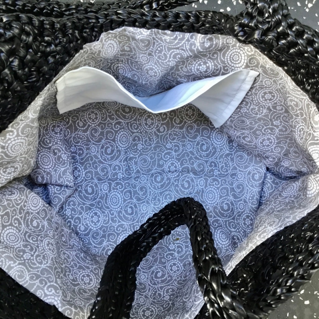 Crocheted Faux-Leather Basket Bag