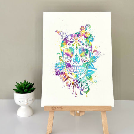 Original Watercolour Artwork - Watercolour Skull in Metallic Hues