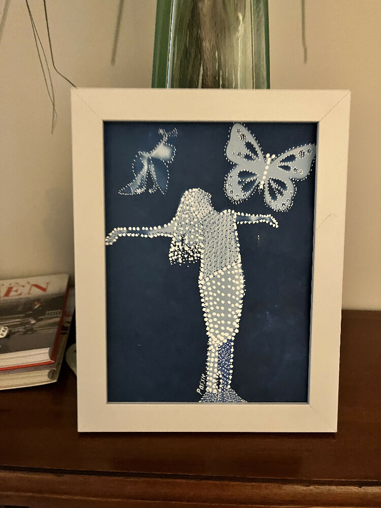 Cyanotype embellished with dot art