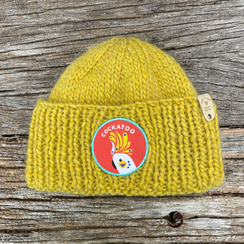 HATITUDE Chartreuse Chunky Beanie with Cockatoo Patch