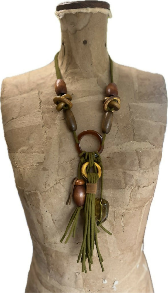 Olive Suede Cord Necklace