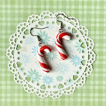 Christmas candy cane dangles (hypoallergenic hooks)