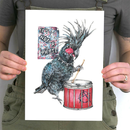 'Denny the Drummer Palm Cockatoo' Art Print