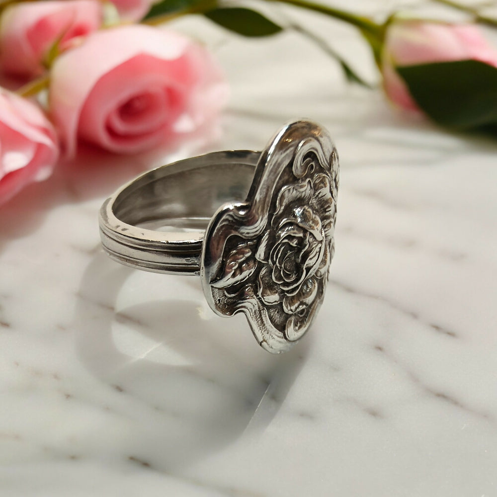 Antique Tea Rose Spoon Ring