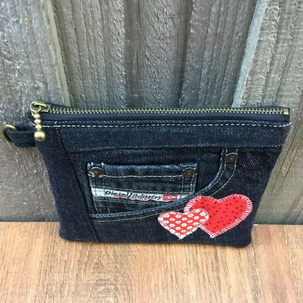 Upcycled Denim Coin Purse – Black Denim Pocket