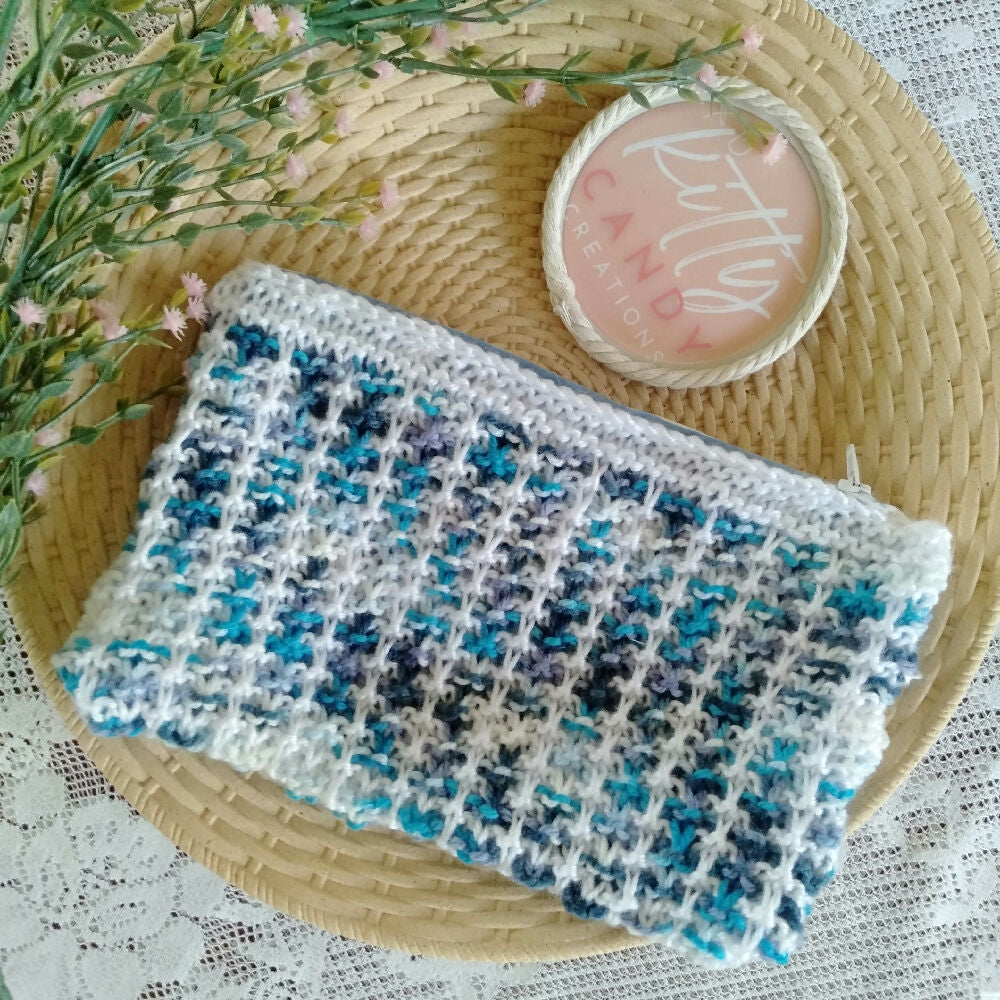 Knitted Pencil Case Blue 1