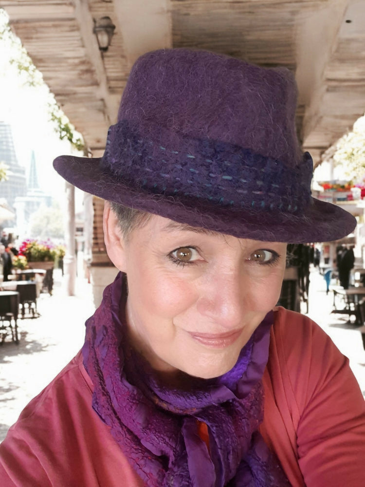 Purple alpaca fedora in Paris