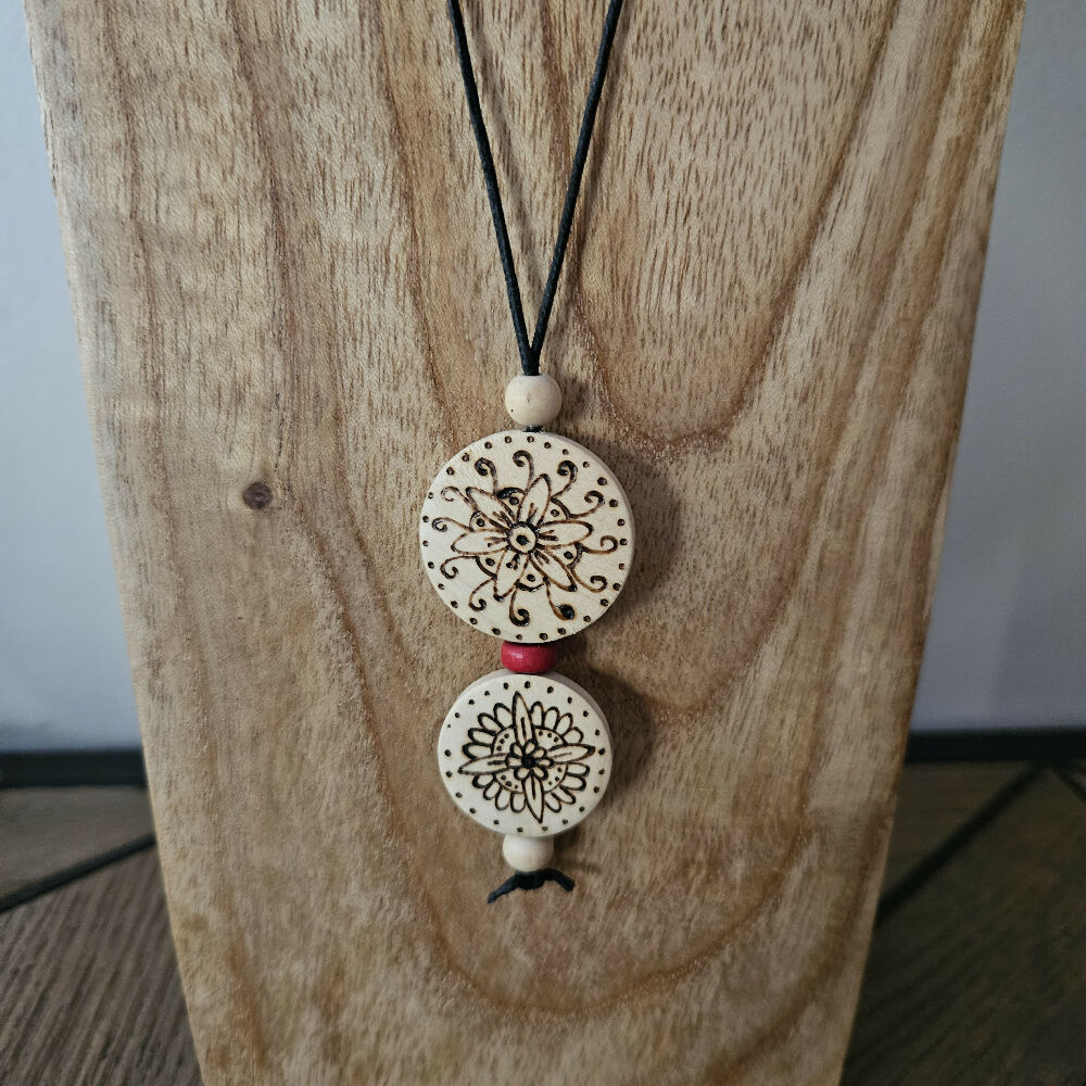 wooden beaded necklaces - the katie collective - red mandala